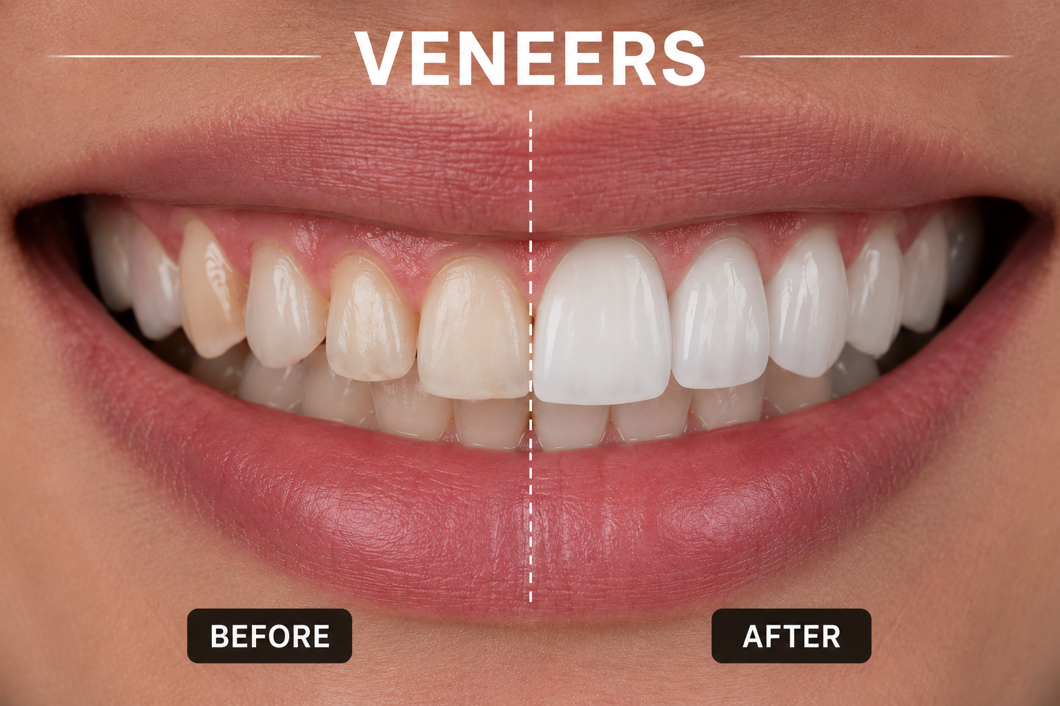 Cosmetic dentistry with veneers and bonding